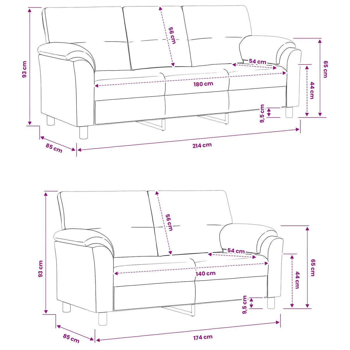 Set di divani 2 pcs Viola Velluto | homemem39