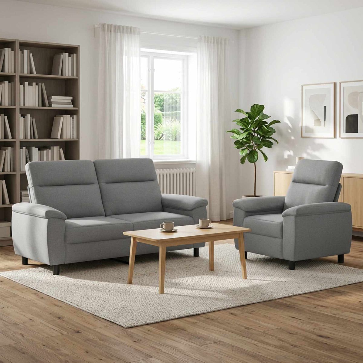 Set di divani 2 pcs Grigio Chiaro Tessuto | homemem39