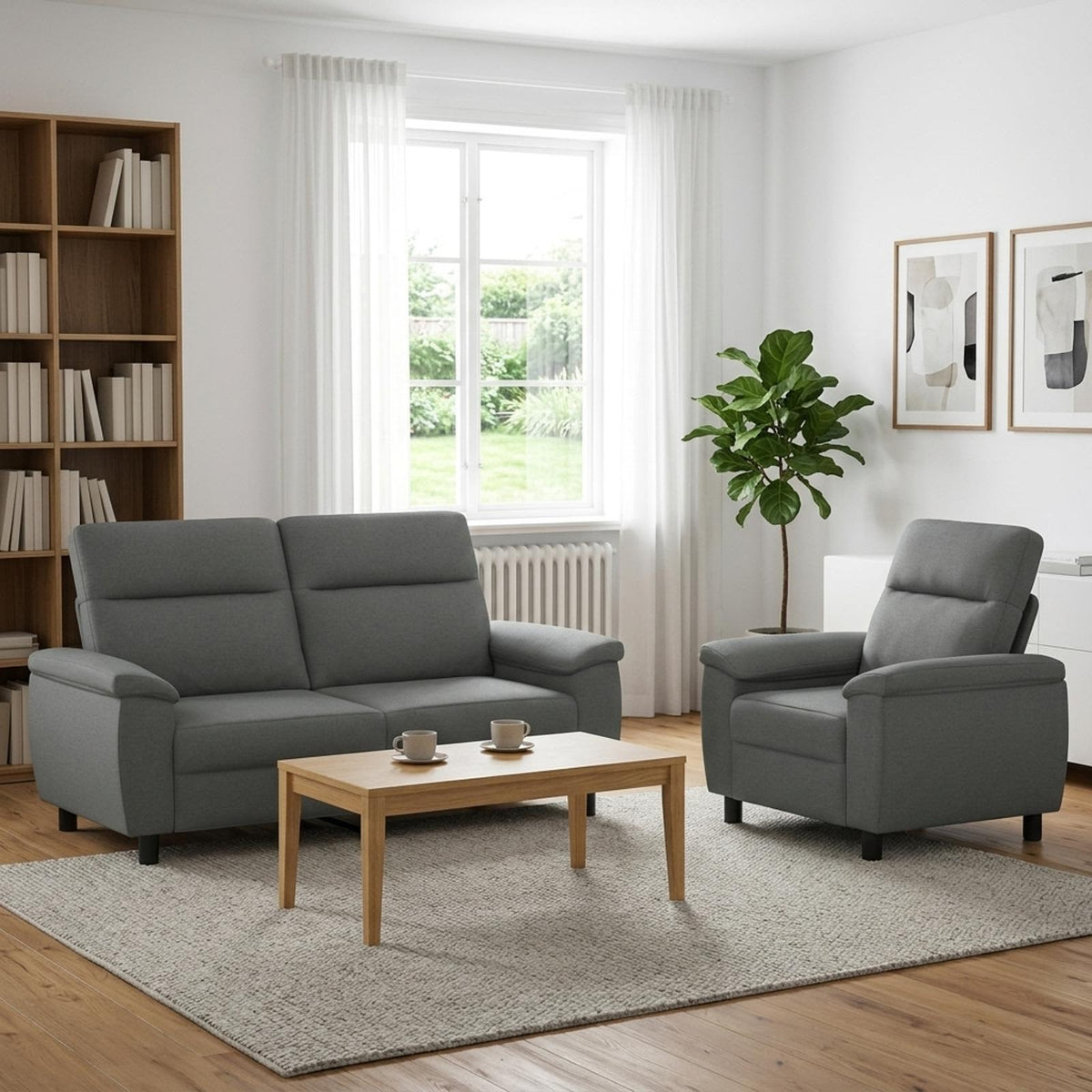 Set di divani 2 pcs Grigio Scuro Tessuto | homemem39