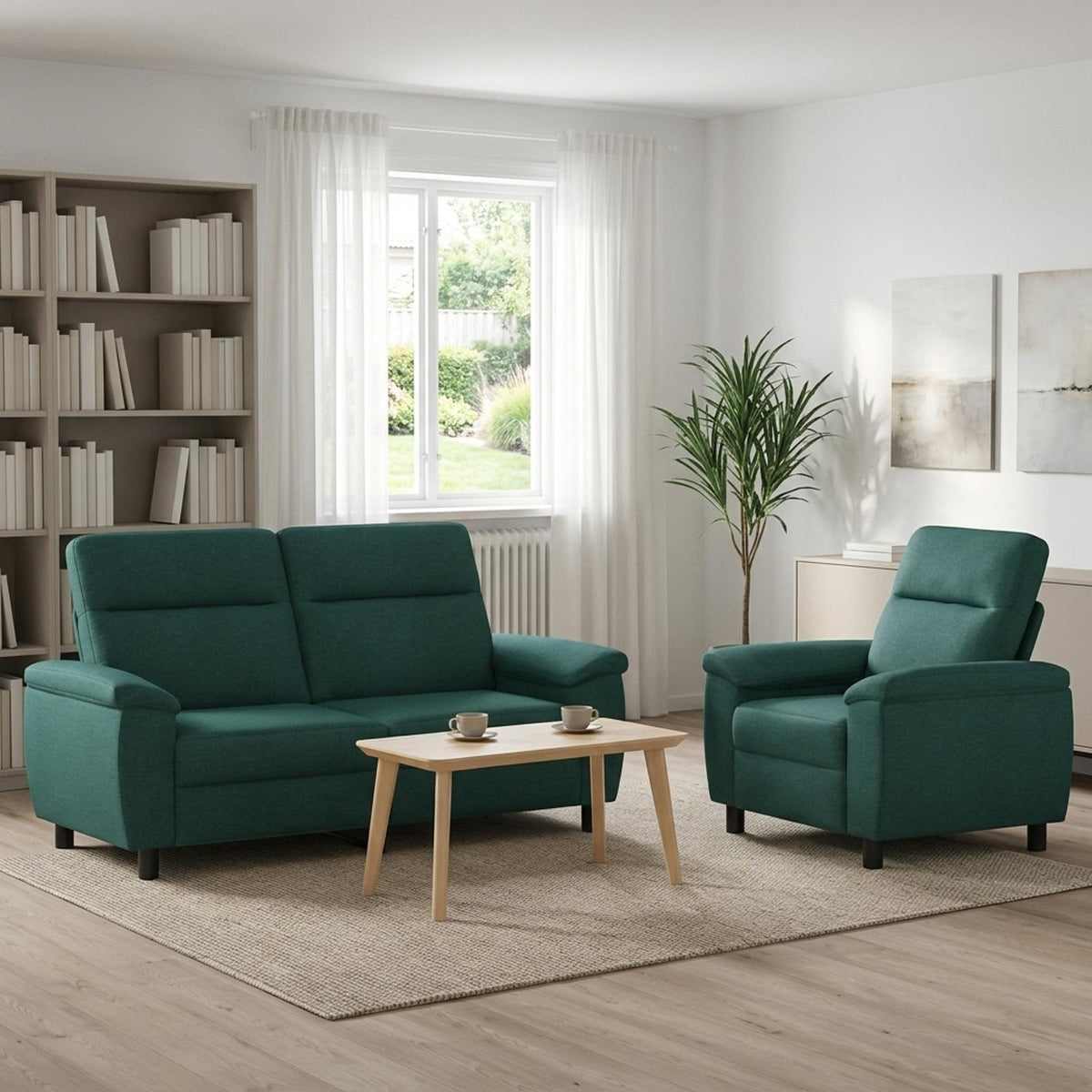 Set di divani 2 pcs Verde Scuro Tessuto | homemem39