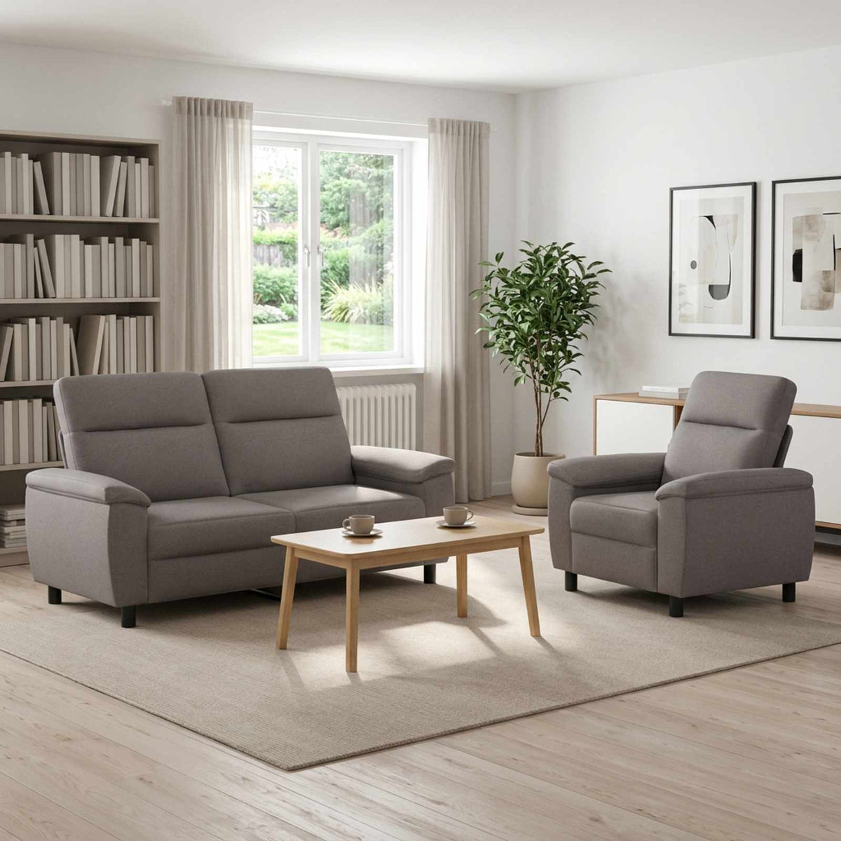 Set di divani 2 pcs Tortora Tessuto | homemem39