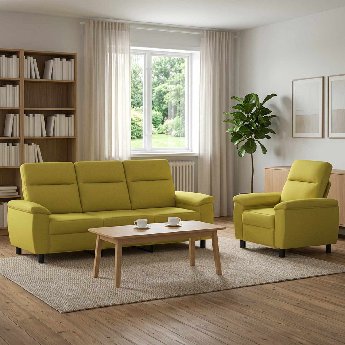 Set di divani 2 pcs Verde chiaro Tessuto | homemem39