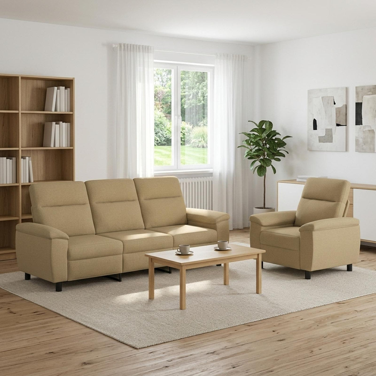 Set di divani 2 pcs Marrone Chiaro Tessuto | homemem39