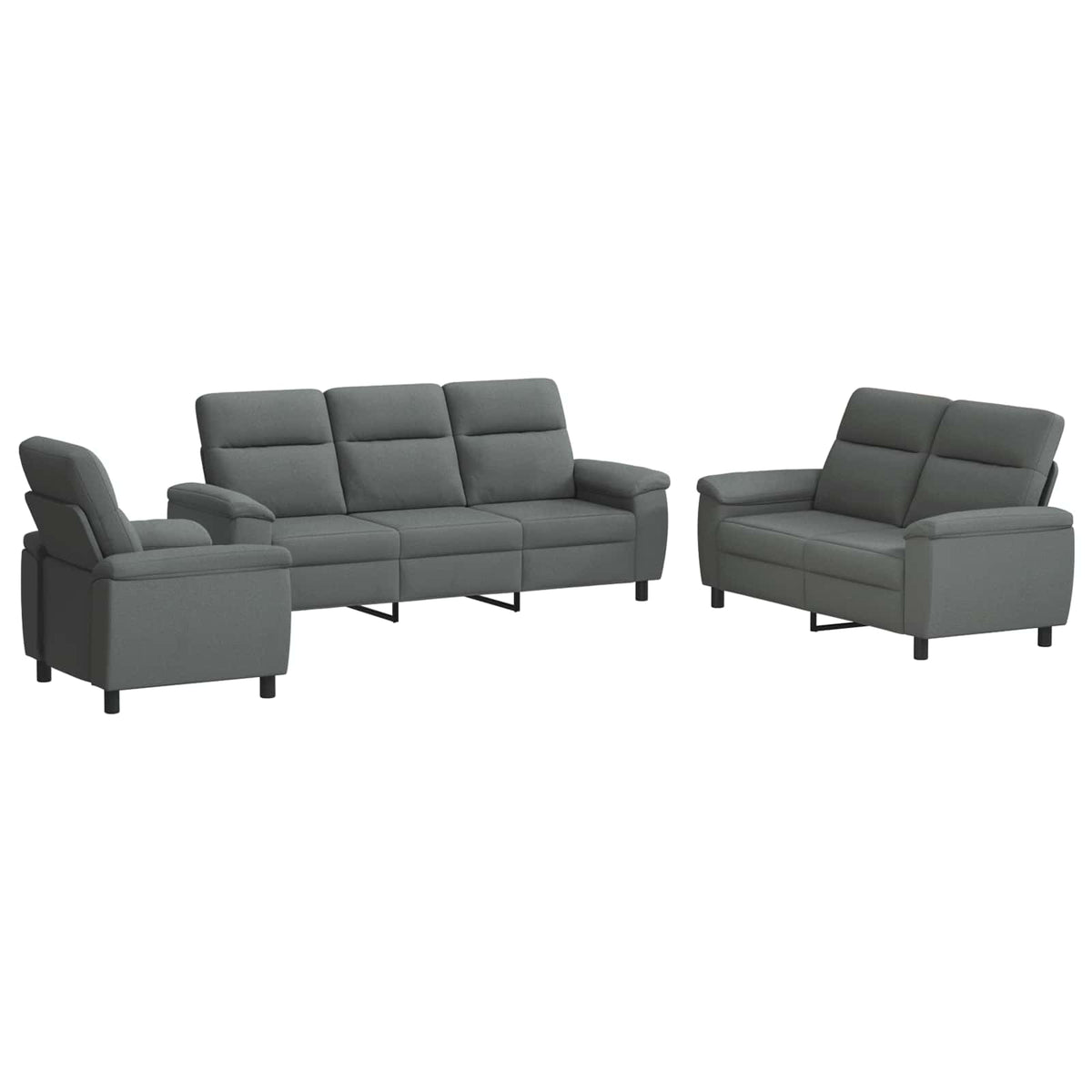 Set di divani 3 pcs Grigio Scuro Tessuto | homemem39
