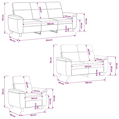 Set di divani 3 pcs Grigio Scuro Tessuto | homemem39