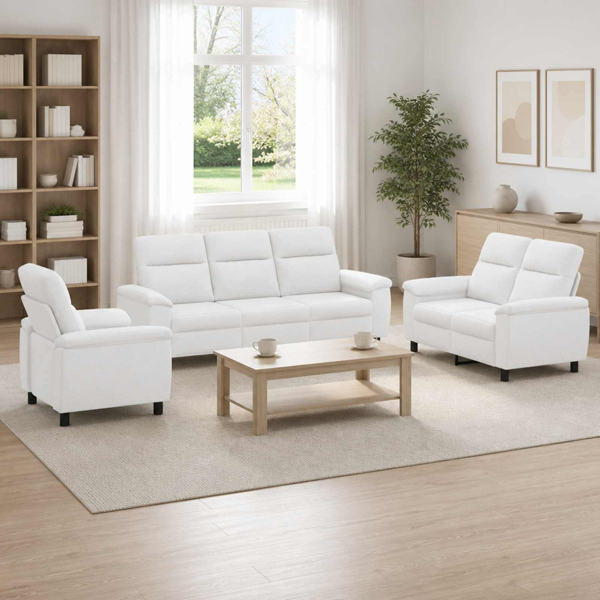 Set di divani 3 pcs Bianco Tessuto | homemem39