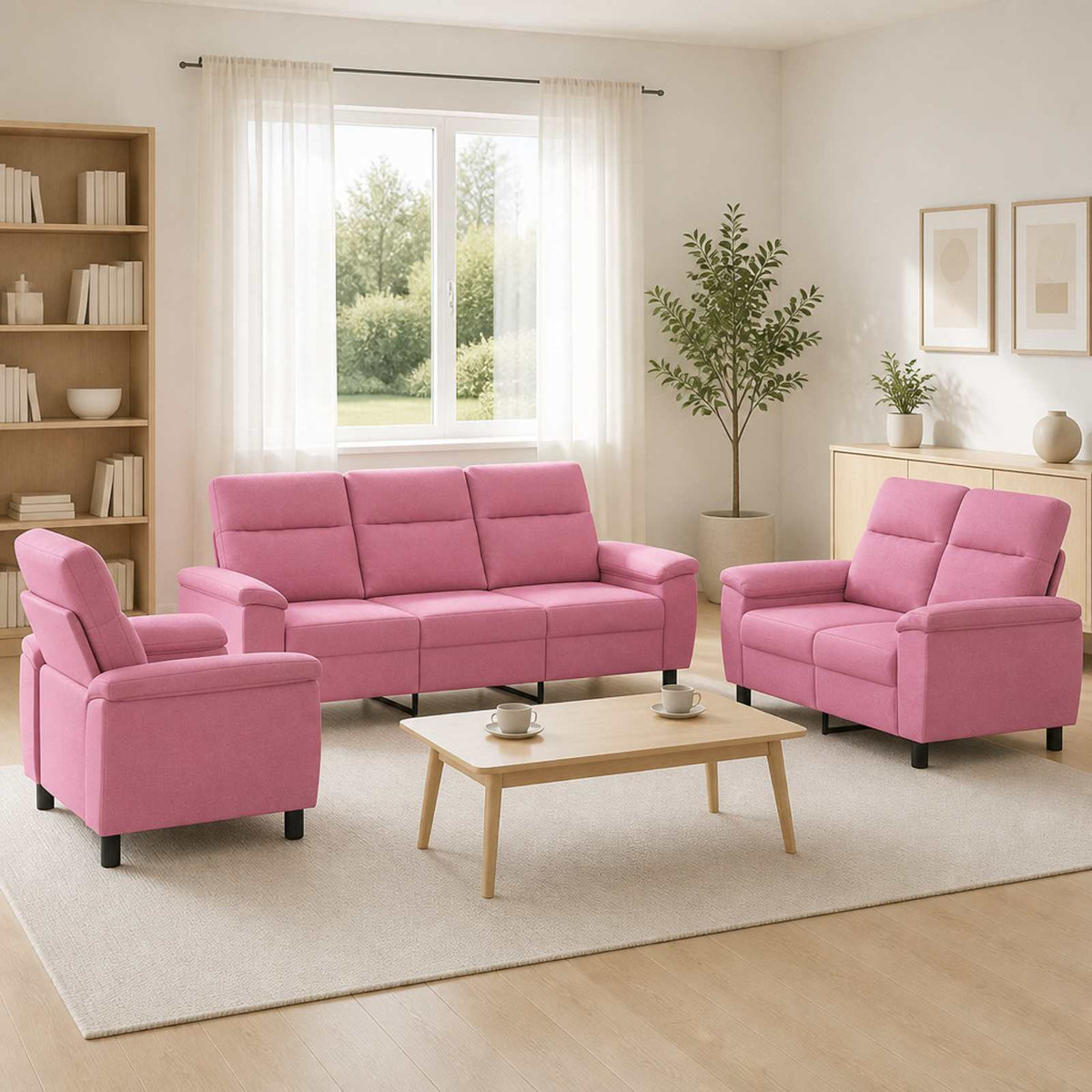 Set di divani 3 pcs Rosa Tessuto | homemem39