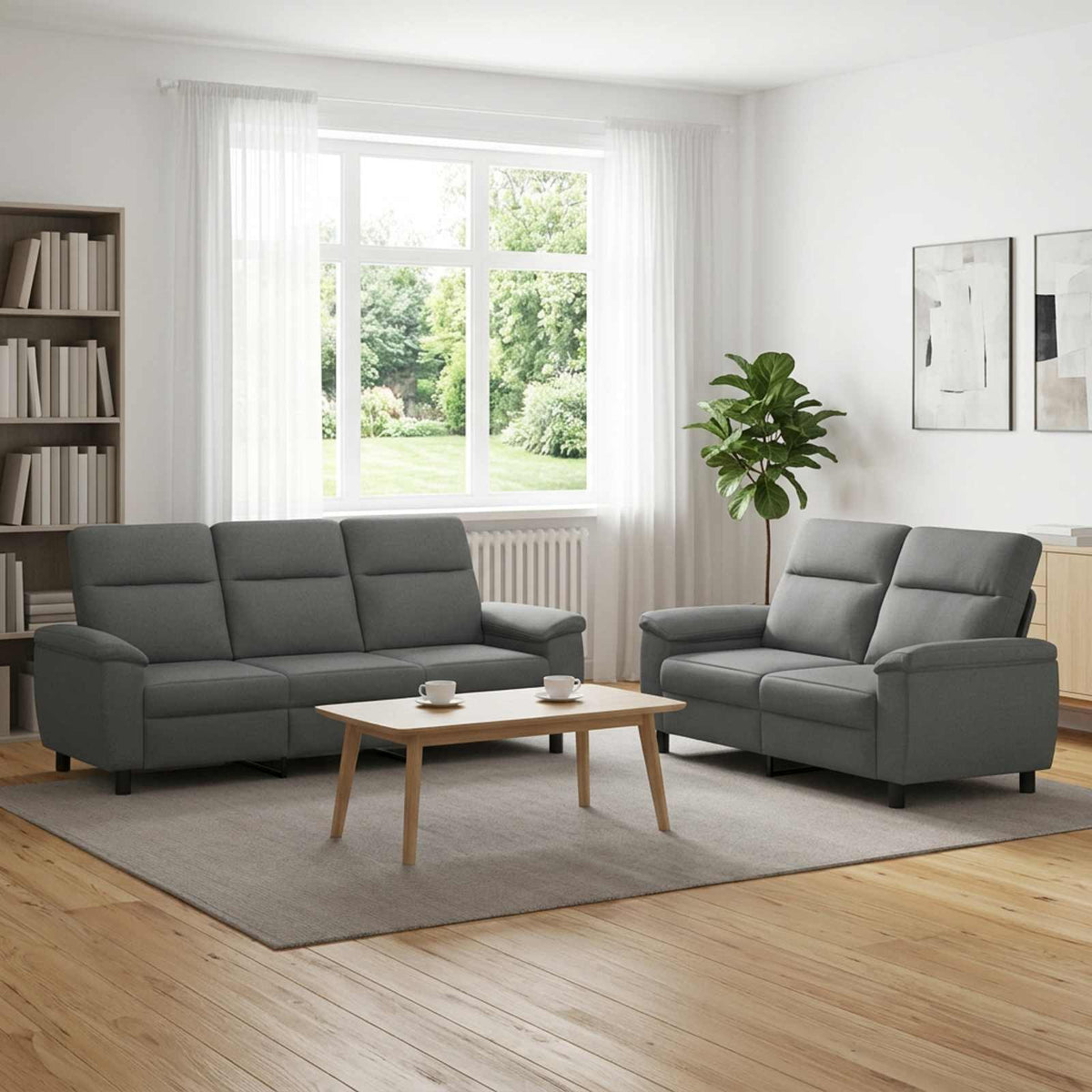 Set di divani 2 pcs Grigio Scuro Tessuto | homemem39