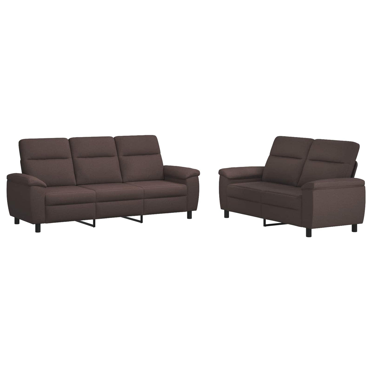 Set di divani 2 pcs Marrone Scuro Tessuto | homemem39