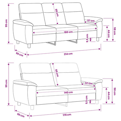 Set di divani 2 pcs Marrone Scuro Tessuto | homemem39