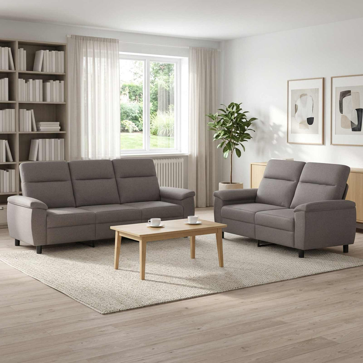 Set di divani 2 pcs Tortora Tessuto