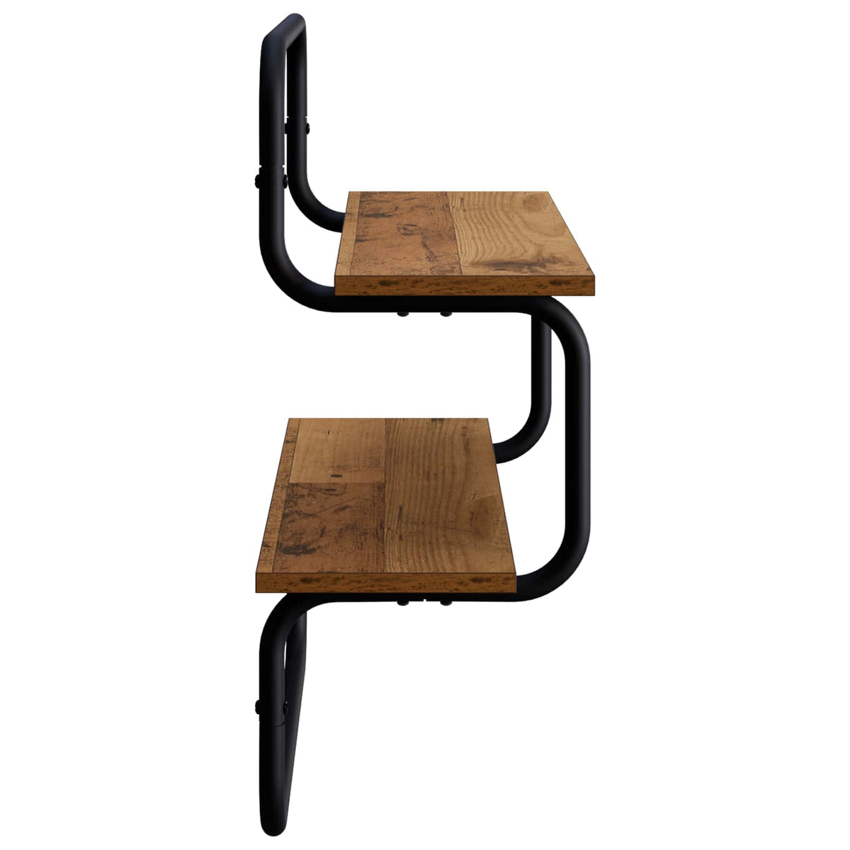 Mensola a parete a 2 livelli Legno antico 40 x 24,5 x 61 cm | homemem39