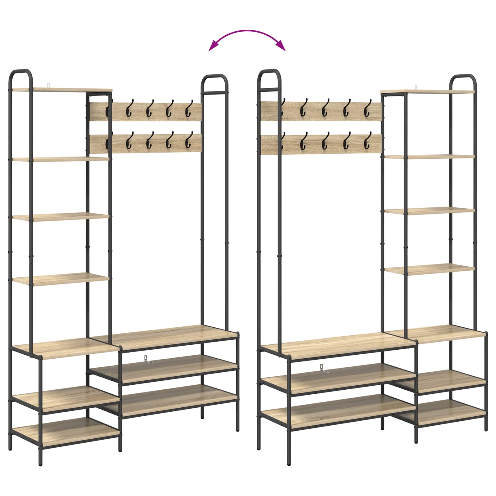 Appendiabiti con panca per scarpe Rovere Sonoma | homemem39