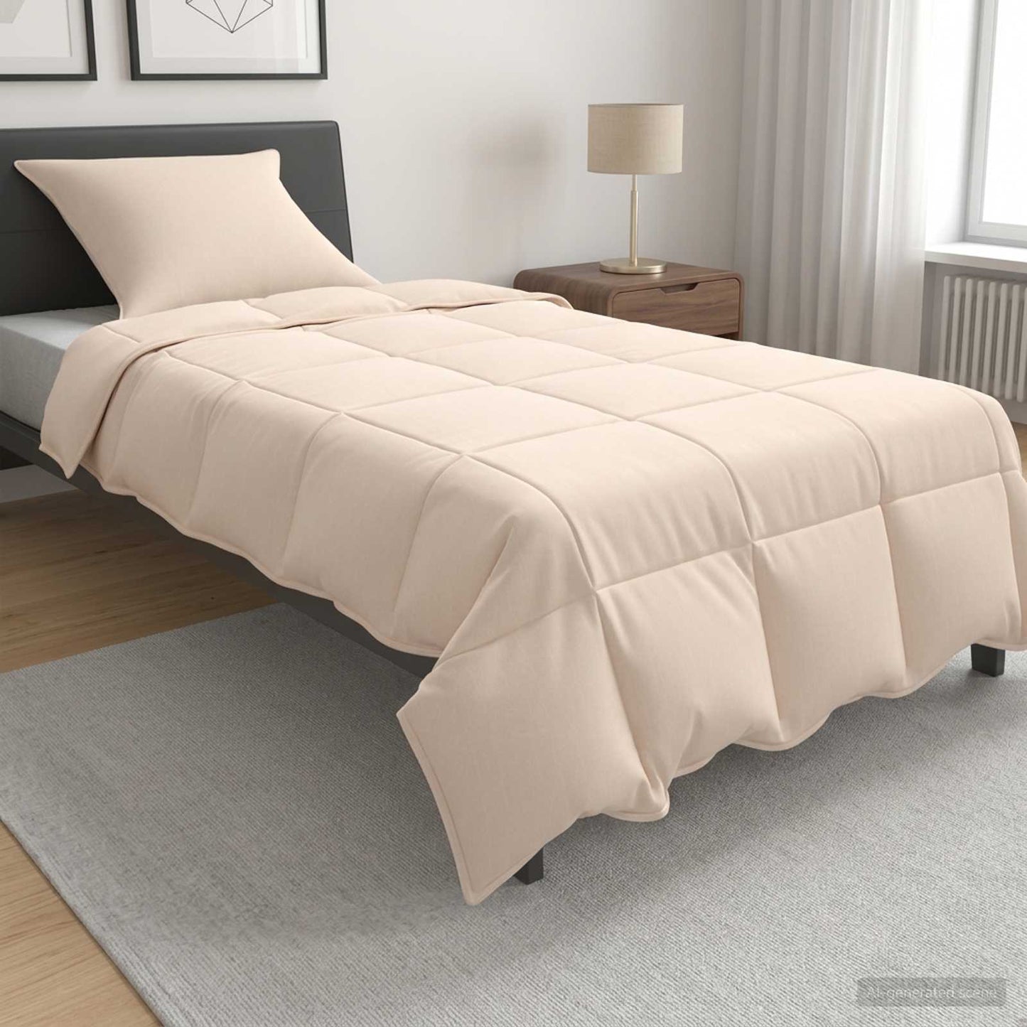 Piumino Letto Estivo Beige 140 x 220 cm 100% Kapok Naturale