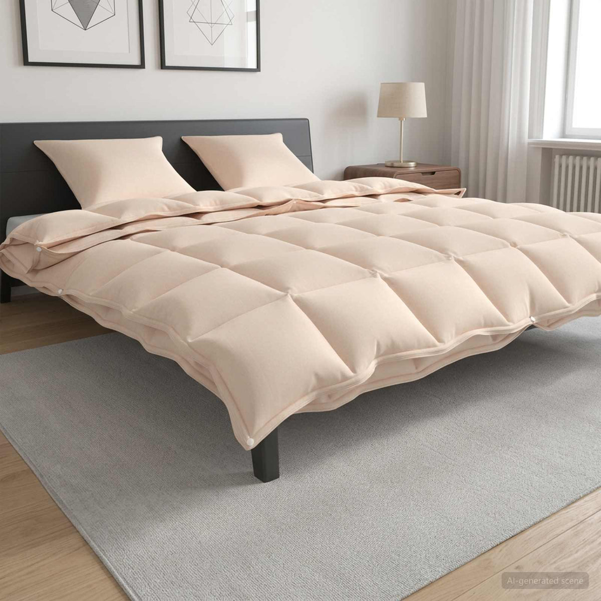 Piumone 200 x 220 cm Tutte le stagioni Fibra di Kapok Beige
