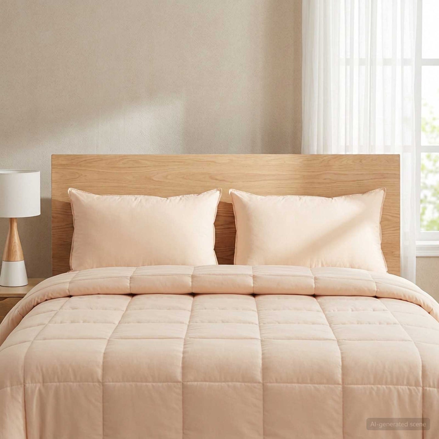Cuscino 2 pz 30 x 50 cm Tutte le stagioni Fibra di Kapok Beige