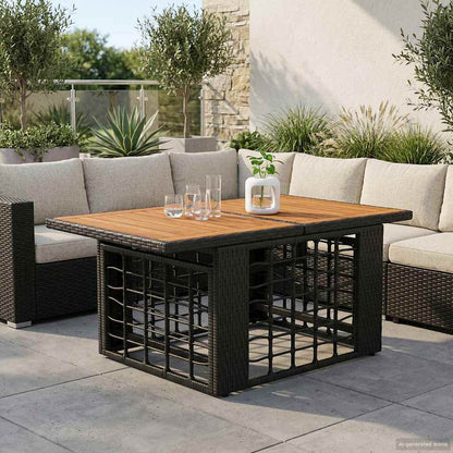 Tavolo da Giardino Nero e naturale 100 x 55 x 37 cm | homemem39