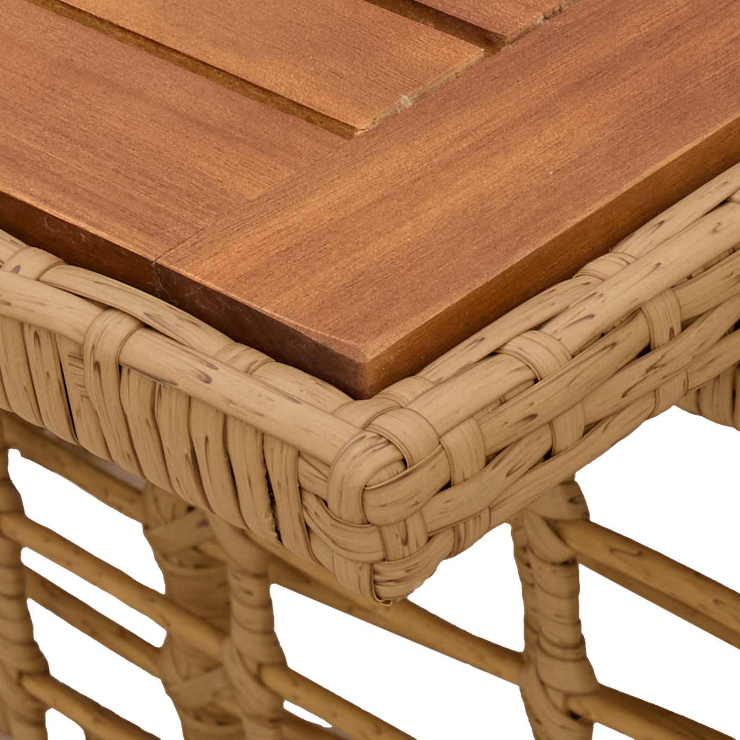Tavolo da Giardino Naturale 100 x 55 x 37 cm Rattan PE e Vetro | homemem39