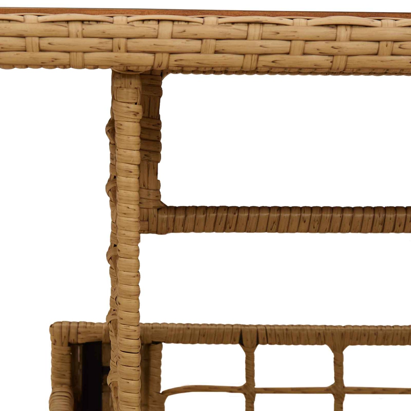 Tavolo da Giardino Naturale 100 x 55 x 37 cm Rattan PE e Vetro | homemem39