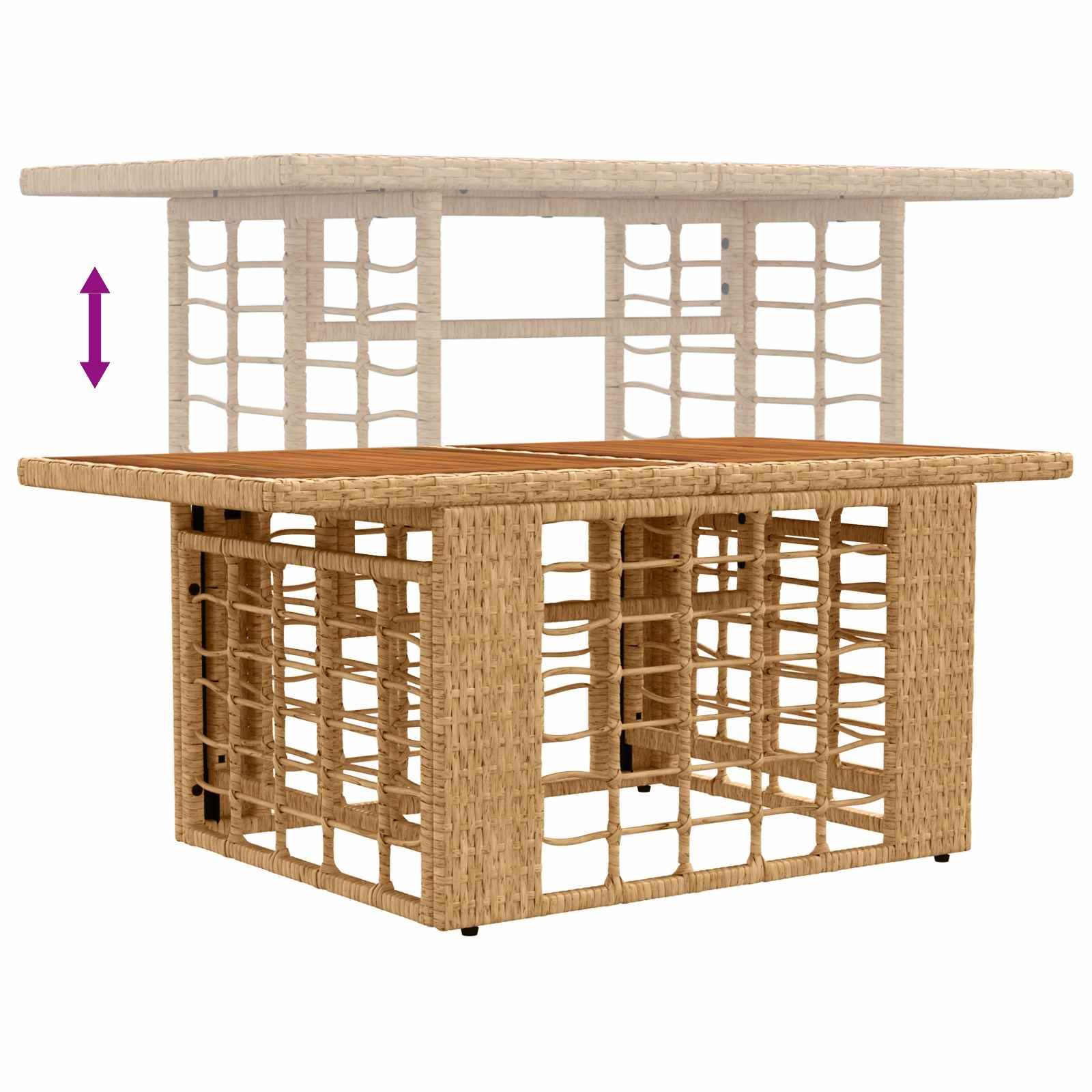 Tavolo da Giardino Naturale 100 x 55 x 37 cm Rattan PE e Vetro | homemem39