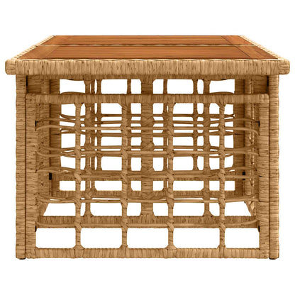 Tavolo da Giardino Naturale 100 x 55 x 37 cm Rattan PE e Vetro | homemem39