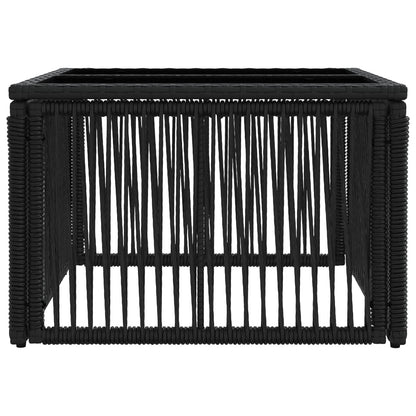 Tavolo da Giardino Nero 55 x 55 x 37 cm Rattan PE e Vetro
