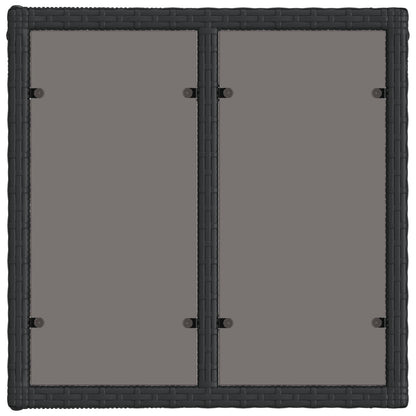 Tavolo da Giardino Nero 55 x 55 x 37 cm Rattan PE e Vetro | homemem39