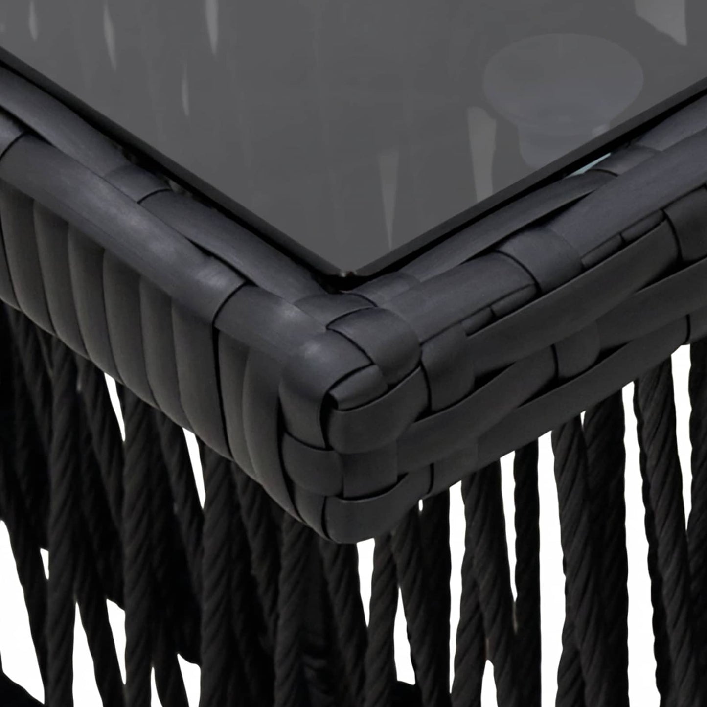 Tavolo da Giardino Nero 100 x 55 x 37 cm Rattan PE e Vetro | homemem39