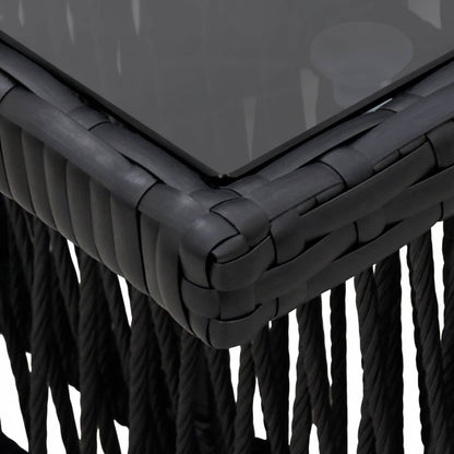 Tavolo da Giardino Nero 100 x 55 x 37 cm Rattan PE e Vetro | homemem39