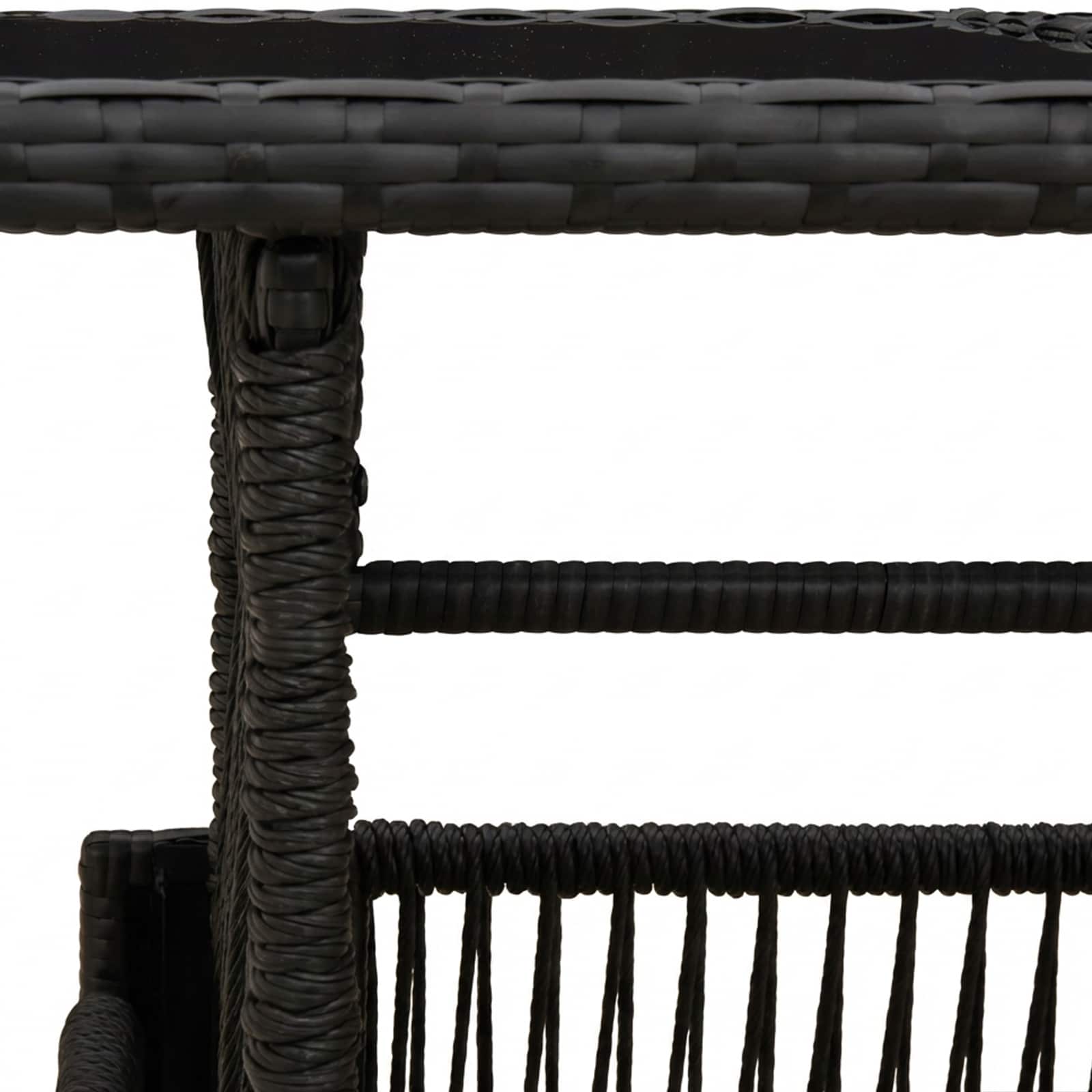Tavolo da Giardino Nero 100 x 55 x 37 cm Rattan PE e Vetro | homemem39