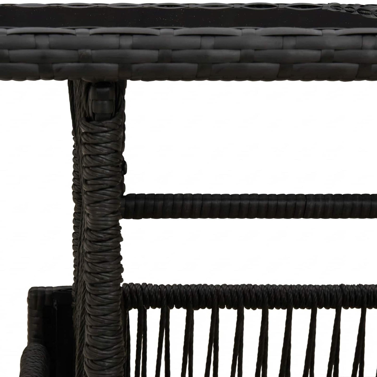 Tavolo da Giardino Nero 100 x 55 x 37 cm Rattan PE e Vetro