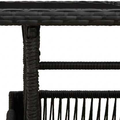 Tavolo da Giardino Nero 100 x 55 x 37 cm Rattan PE e Vetro