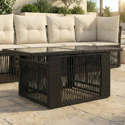 Tavolo da Giardino Nero 100 x 55 x 37 cm Rattan PE e Vetro