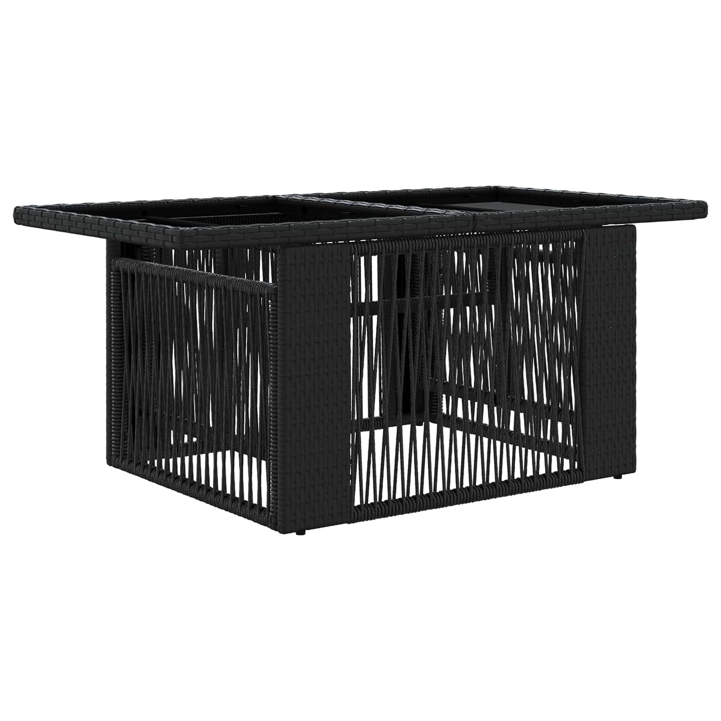 Tavolo da Giardino Nero 100 x 55 x 37 cm Rattan PE e Vetro | homemem39