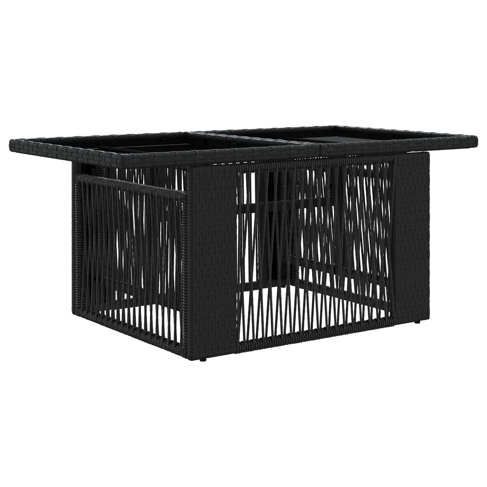 Tavolo da Giardino Nero 100 x 55 x 37 cm Rattan PE e Vetro | homemem39
