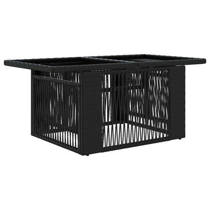 Tavolo da Giardino Nero 100 x 55 x 37 cm Rattan PE e Vetro | homemem39