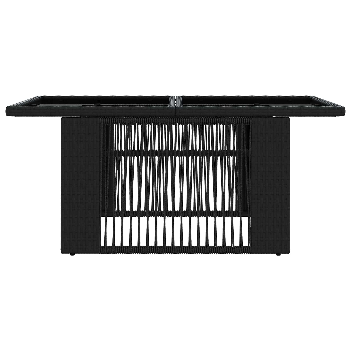 Tavolo da Giardino Nero 100 x 55 x 37 cm Rattan PE e Vetro | homemem39