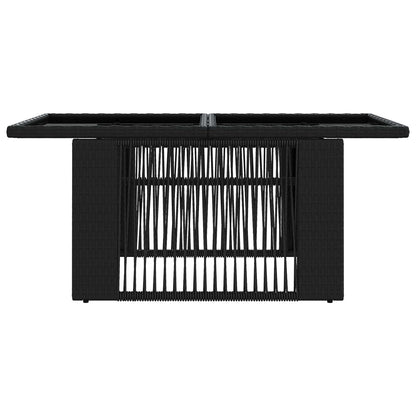 Tavolo da Giardino Nero 100 x 55 x 37 cm Rattan PE e Vetro | homemem39
