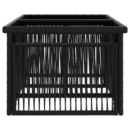 Tavolo da Giardino Nero 100 x 55 x 37 cm Rattan PE e Vetro | homemem39
