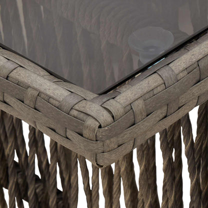 Tavolo da Giardino Grigio 100 x 55 x 37 cm Rattan PE e Vetro | homemem39