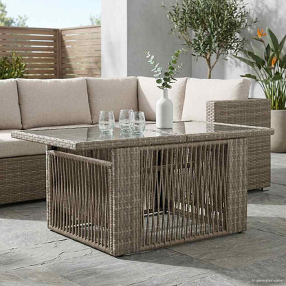 Tavolo da Giardino Grigio 100 x 55 x 37 cm Rattan PE e Vetro | homemem39