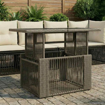 Tavolo da Giardino Grigio 100 x 55 x 37 cm Rattan PE e Vetro | homemem39