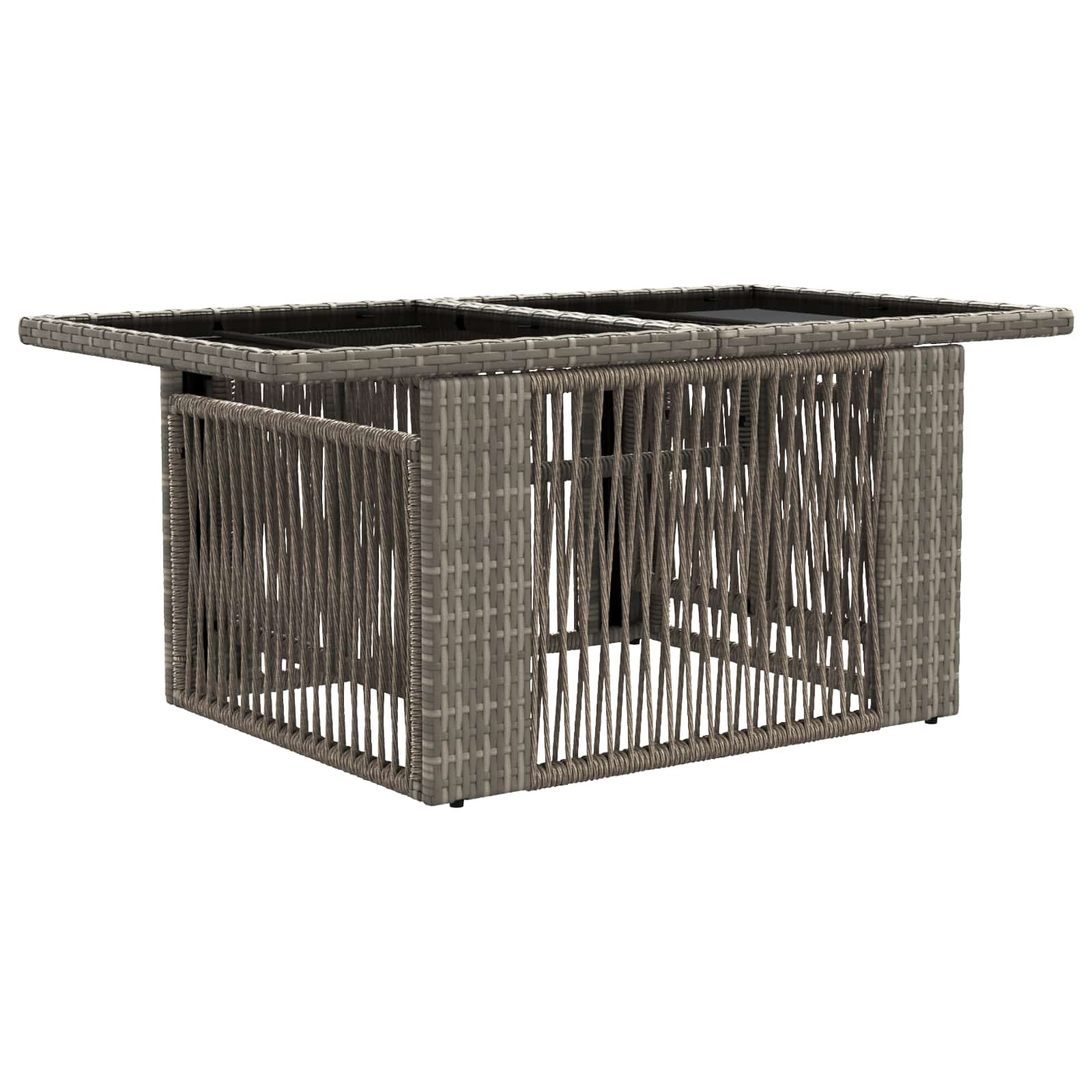 Tavolo da Giardino Grigio 100 x 55 x 37 cm Rattan PE e Vetro | homemem39