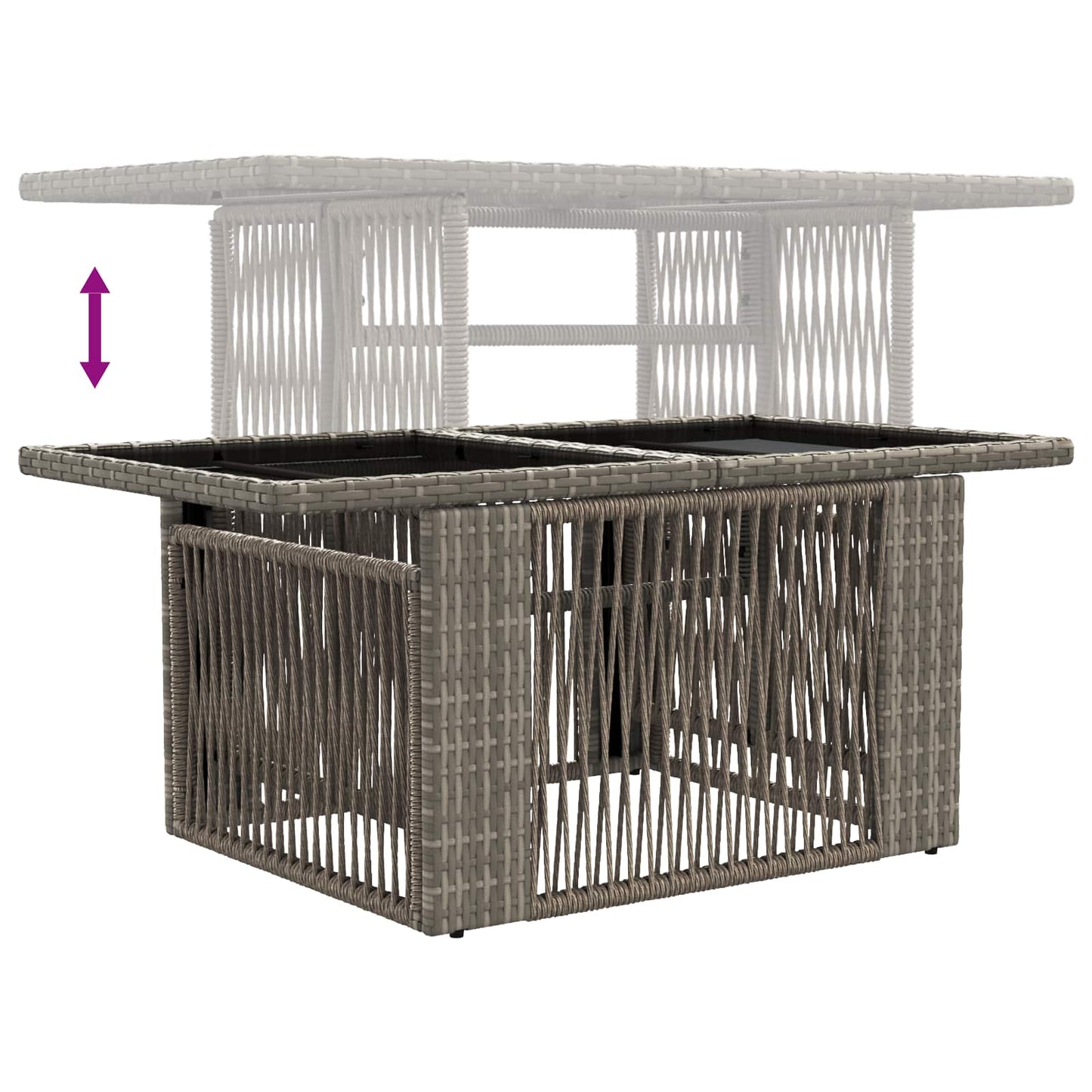 Tavolo da Giardino Grigio 100 x 55 x 37 cm Rattan PE e Vetro | homemem39