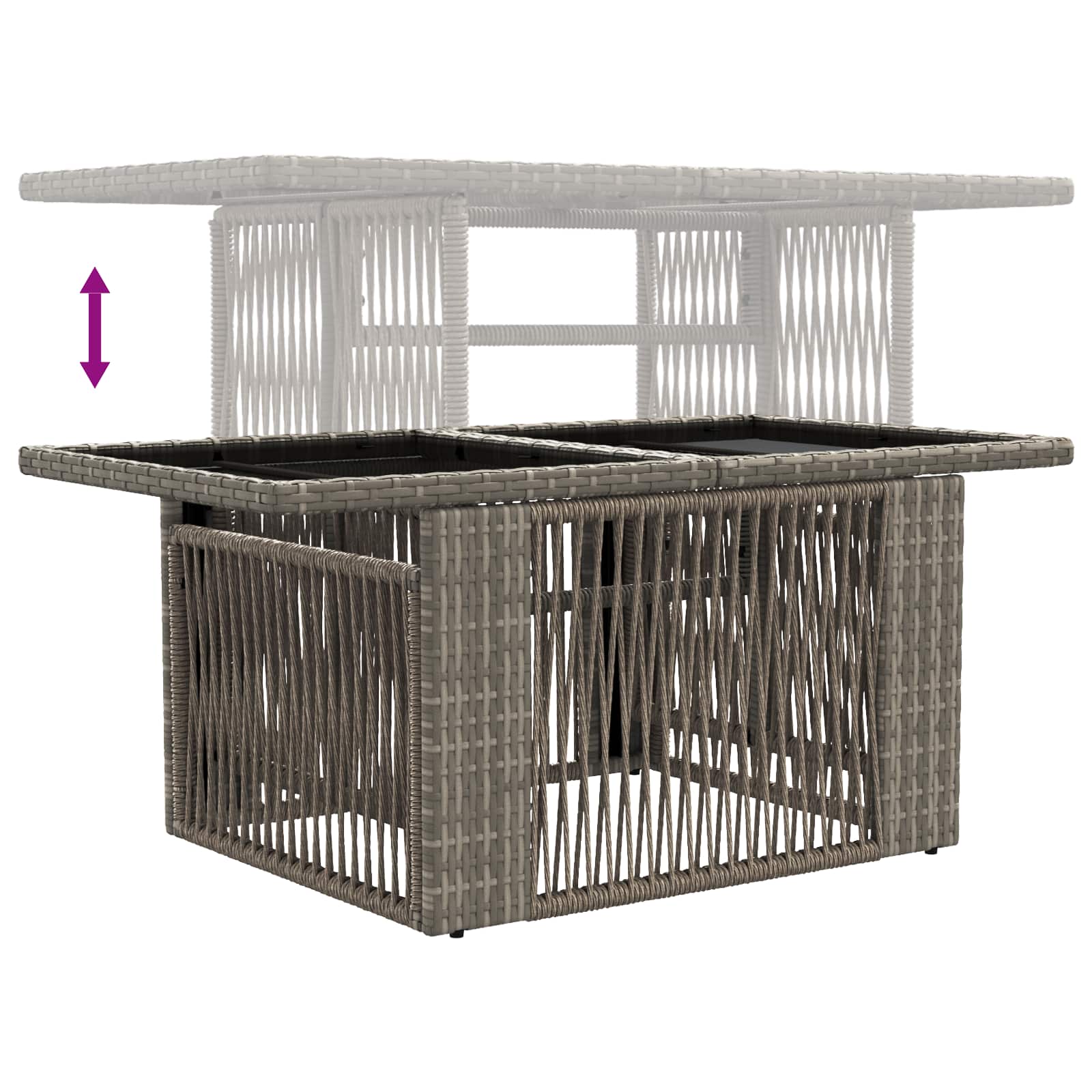 Tavolo da Giardino Grigio 100 x 55 x 37 cm Rattan PE e Vetro | homemem39