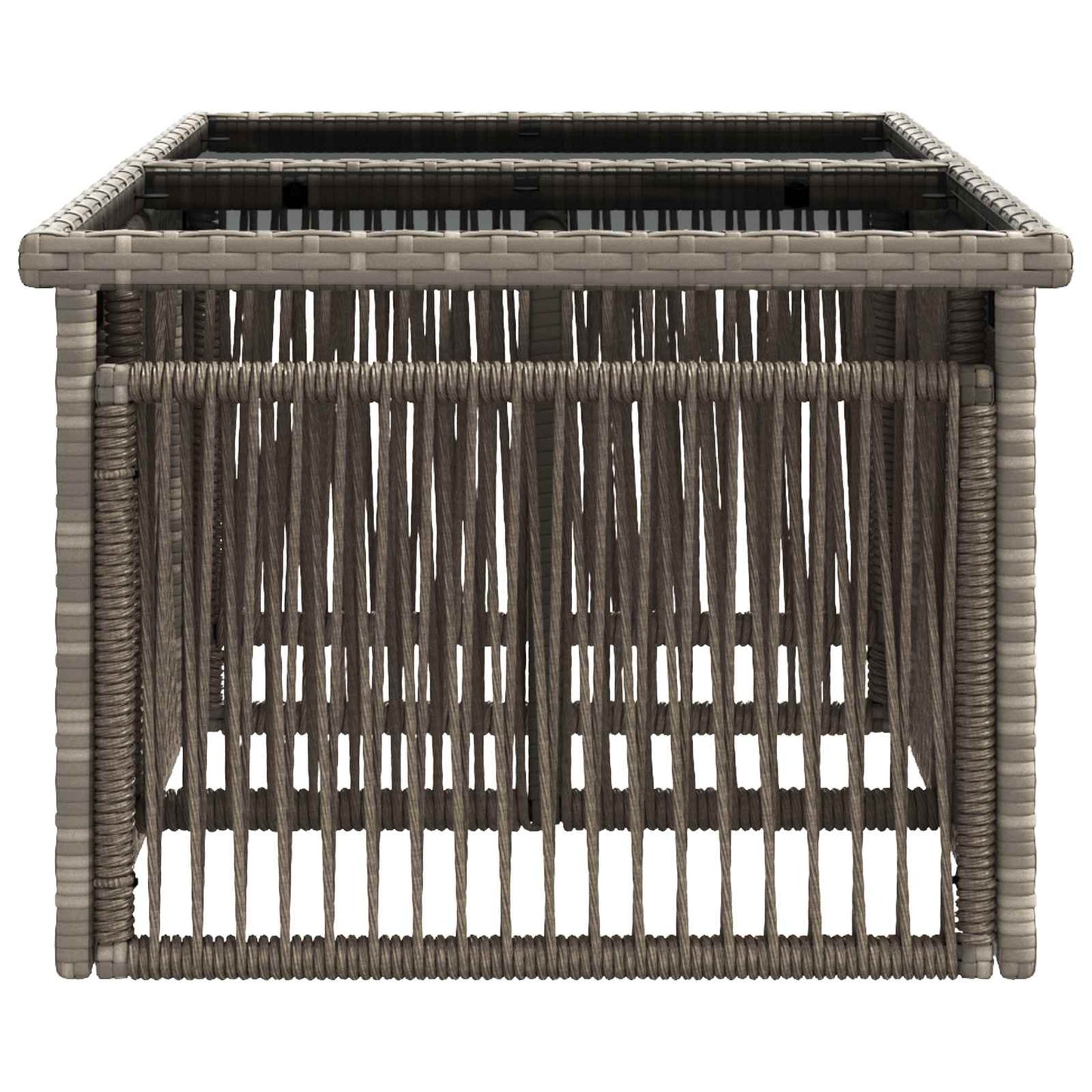 Tavolo da Giardino Grigio 100 x 55 x 37 cm Rattan PE e Vetro | homemem39