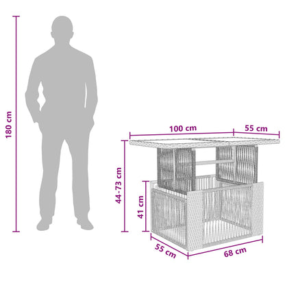 Tavolo da Giardino Grigio 100 x 55 x 37 cm Rattan PE e Vetro