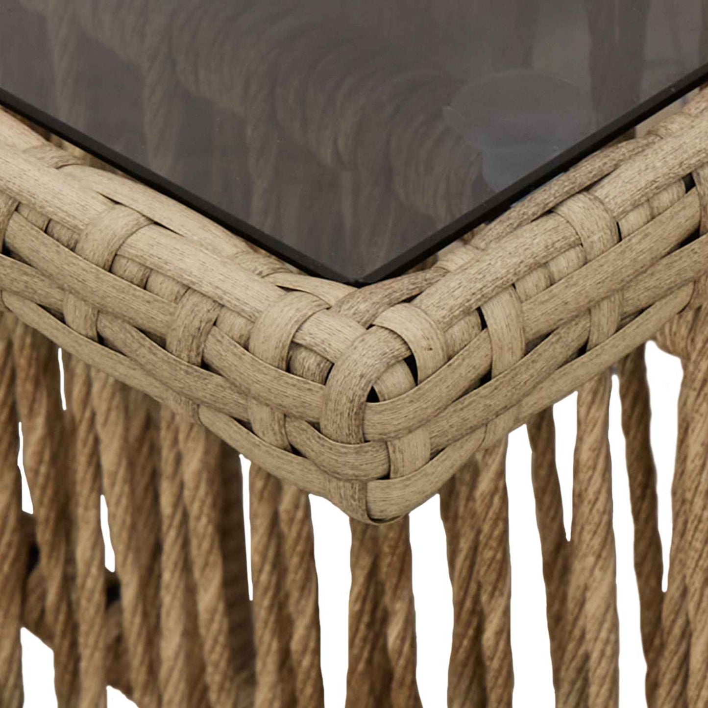 Tavolo da Giardino Beige 100 x 55 x 37 cm Rattan PE e Vetro