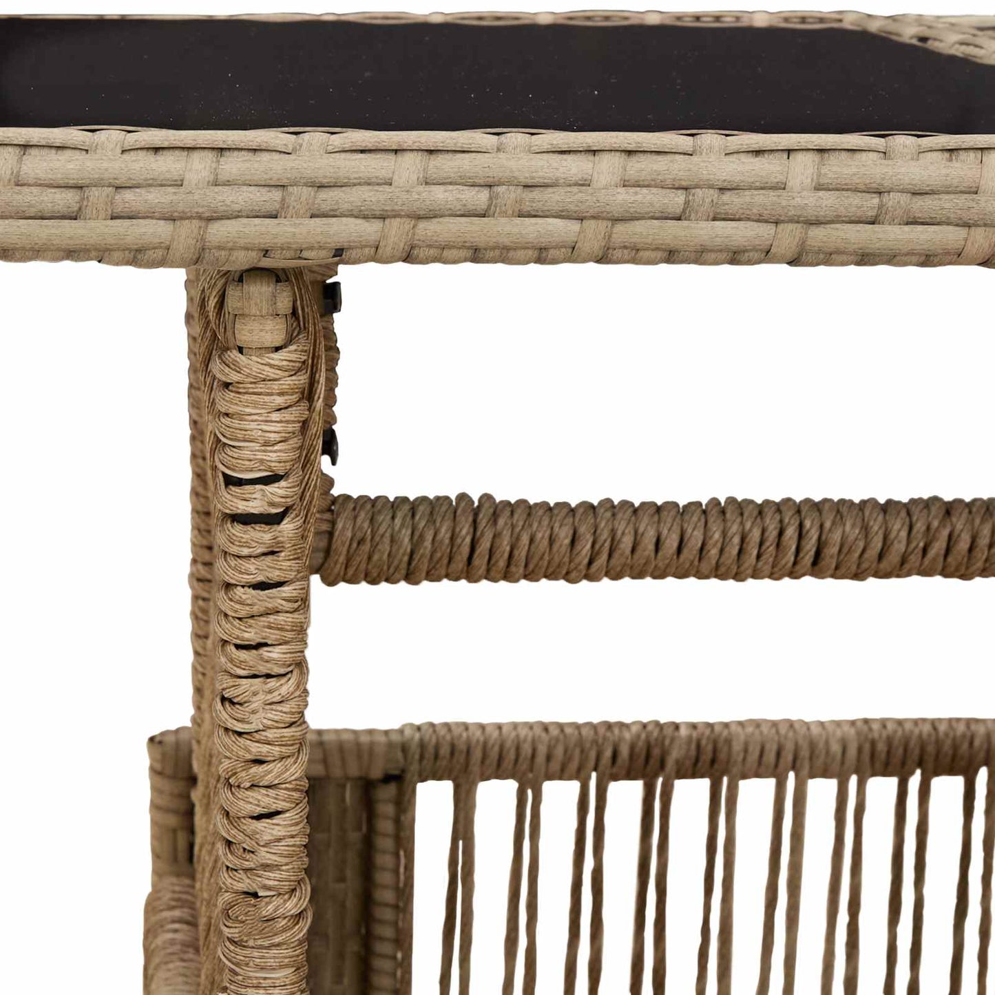 Tavolo da Giardino Beige 100 x 55 x 37 cm Rattan PE e Vetro