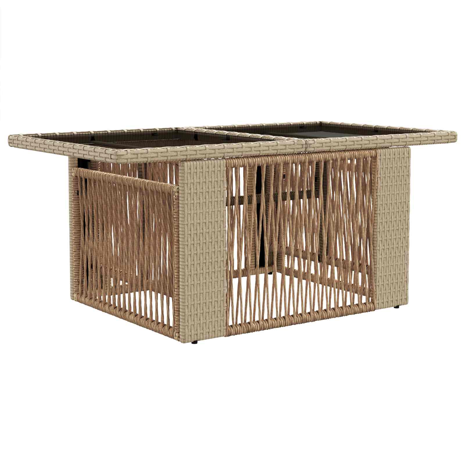 Tavolo da Giardino Beige 100 x 55 x 37 cm Rattan PE e Vetro | homemem39